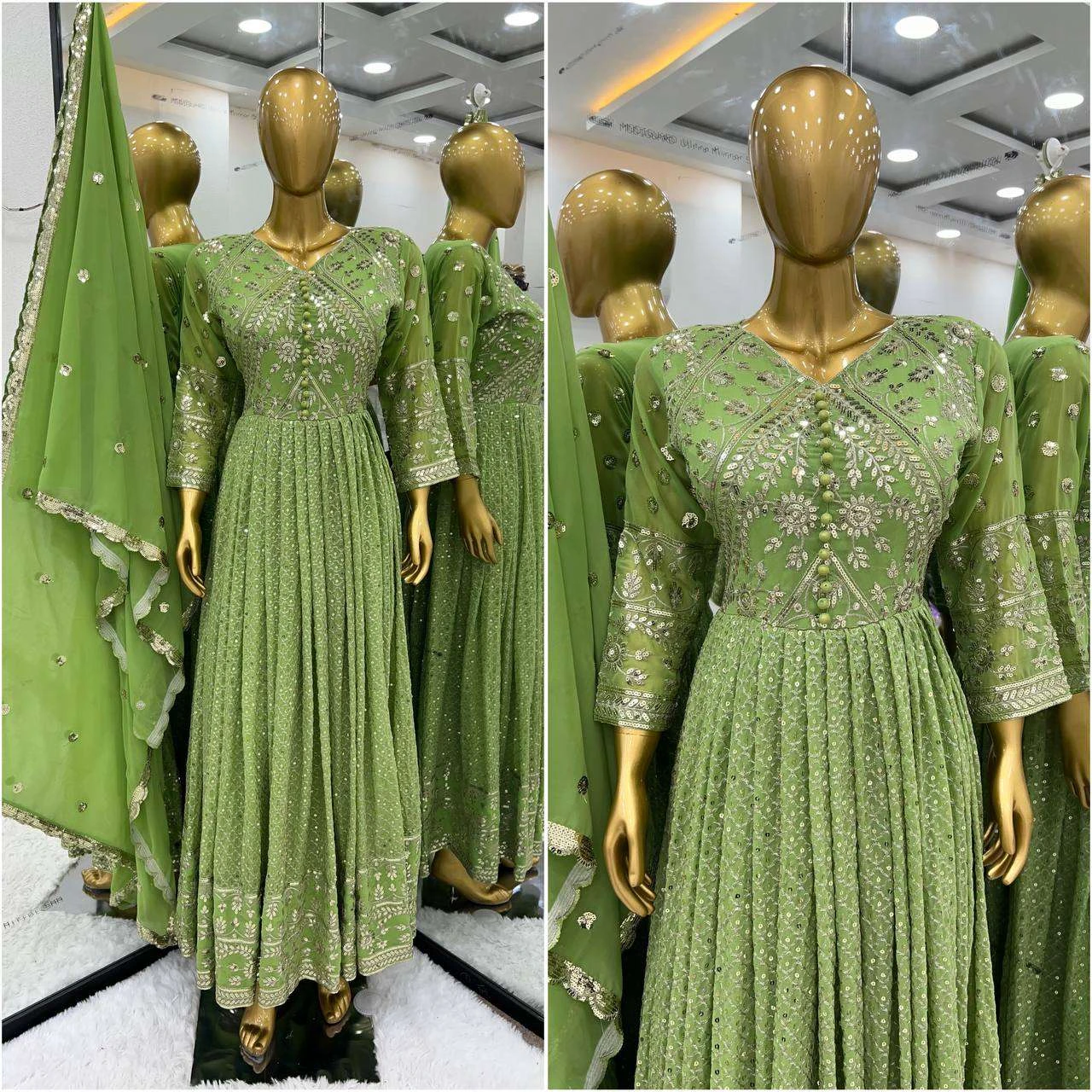 Vardan Ethnic Sr 1628 Faux Georgette Wholesale Gown Set — Wholesale Salwar Suits, MPA wholesale from Surat - Gallery Image 2